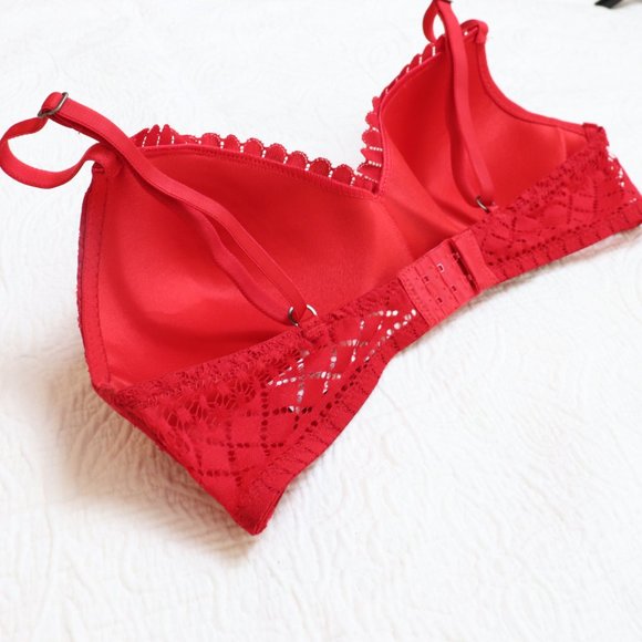Lucky Brand | Red Lace Bra Size 36C Wireless, Lightly Padded - Picture 7 of 10
